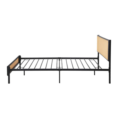 Oikiture Metal Bed Frame Single Size with Rattan Board-Metal Bed Frame-PEROZ Accessories