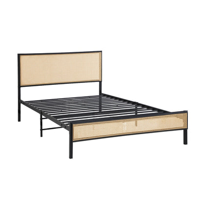 Oikiture Metal Bed Frame Single Size with Rattan Board-Metal Bed Frame-PEROZ Accessories