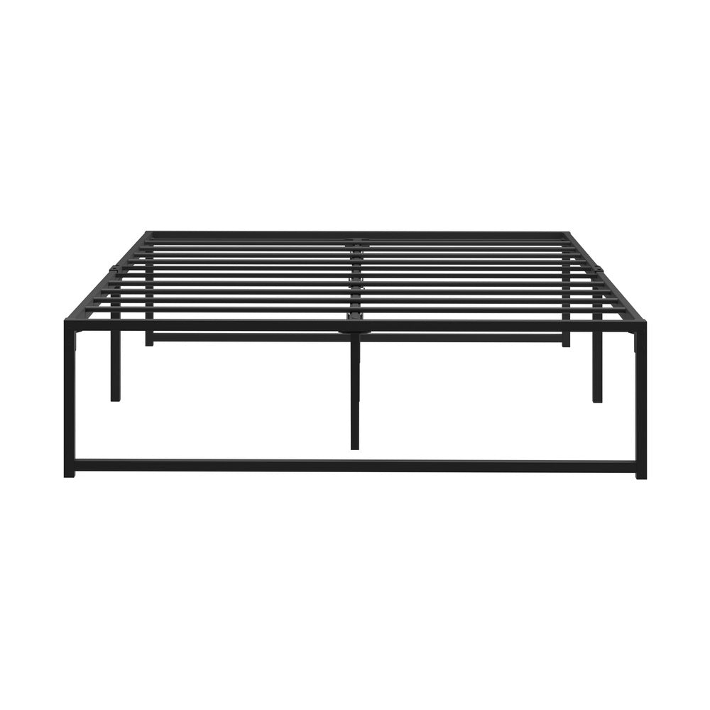 Oikiture Metal Bed Frame Double Size Beds Platform Black-Metal Bed Frames-PEROZ Accessories