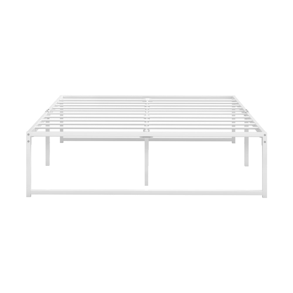 Oikiture Metal Bed Frame Double Size Bed Base White-Metal Bed Frame-PEROZ Accessories