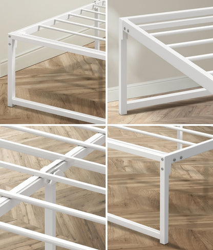 Oikiture Metal Bed Frame Double Size Bed Base White-Metal Bed Frame-PEROZ Accessories