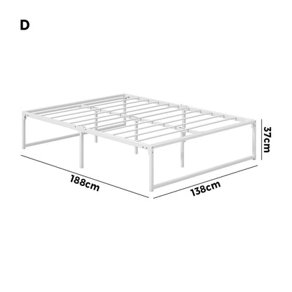 Oikiture Metal Bed Frame Double Size Bed Base White-Metal Bed Frame-PEROZ Accessories