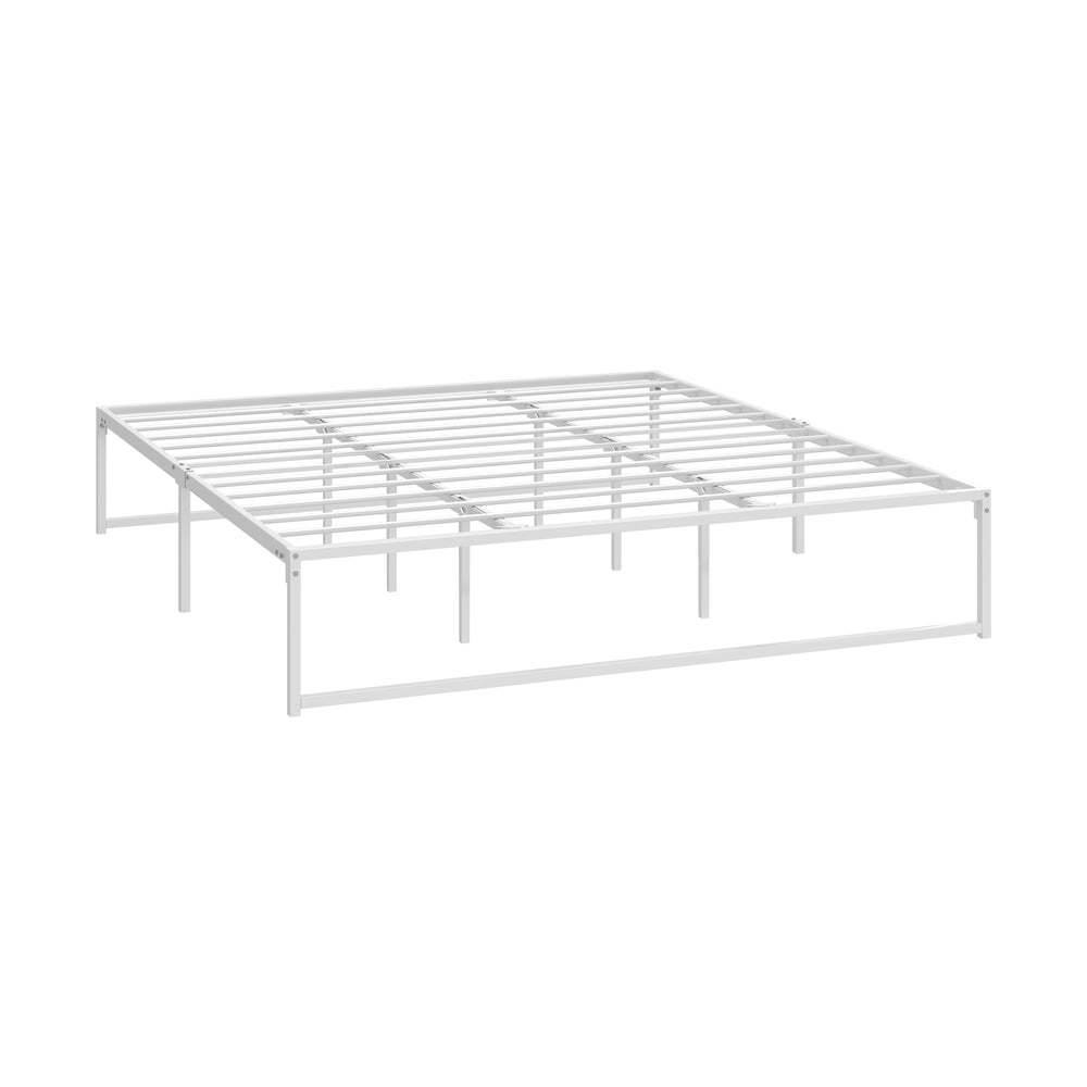 Oikiture Metal Bed Frame KIng Size Beds Base Platform White-Dining Chair-PEROZ Accessories