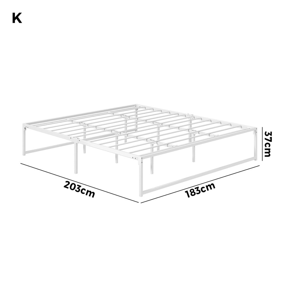Oikiture Metal Bed Frame KIng Size Beds Base Platform White-Dining Chair-PEROZ Accessories