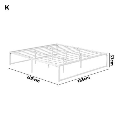 Oikiture Metal Bed Frame KIng Size Beds Base Platform White-Dining Chair-PEROZ Accessories