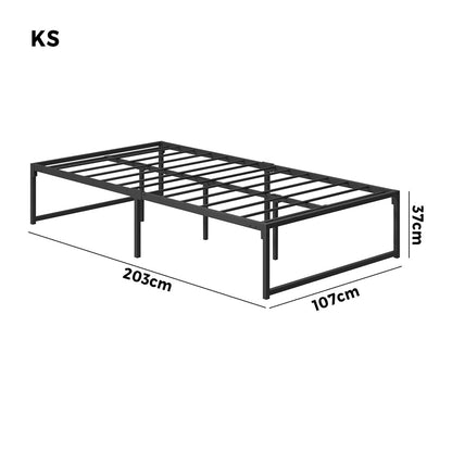 Oikiture Metal Bed Frame King Single Beds Platform Black-Metal Bed Frames-PEROZ Accessories