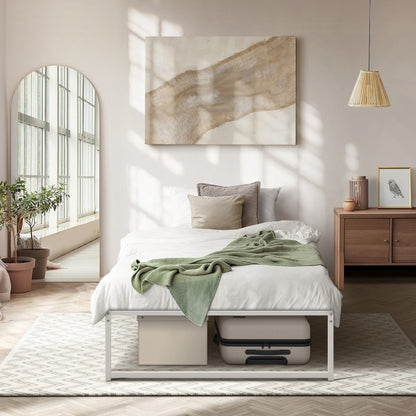 Oikiture Metal Bed Frame King Single Bed Base White-Metal Bed Frame-PEROZ Accessories