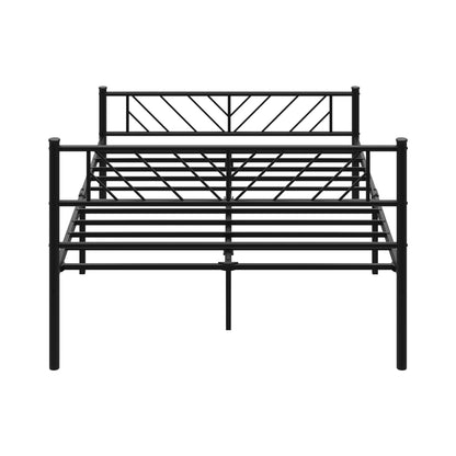 Oikiture Metal Bed Frame Double Size Bed Base Platform Black SIS-Metal Bed Frame-PEROZ Accessories