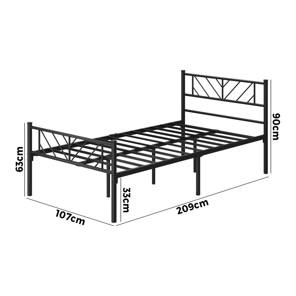 Oikiture Metal Bed Frame King Single Bed Base Platform Black SIS-Metal Bed Frame-PEROZ Accessories
