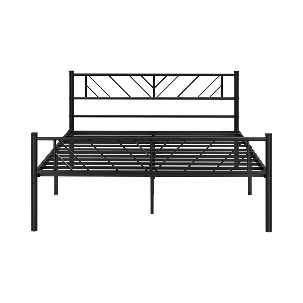 Oikiture Metal Bed Frame Queen Size Bed Base Platform Black SIS-Metal Bed Frame-PEROZ Accessories