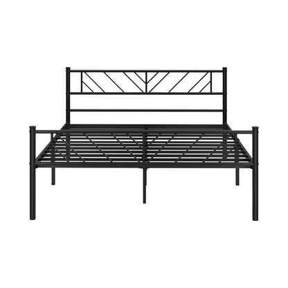 Oikiture Metal Bed Frame Queen Size Bed Base Platform Black SIS-Metal Bed Frame-PEROZ Accessories