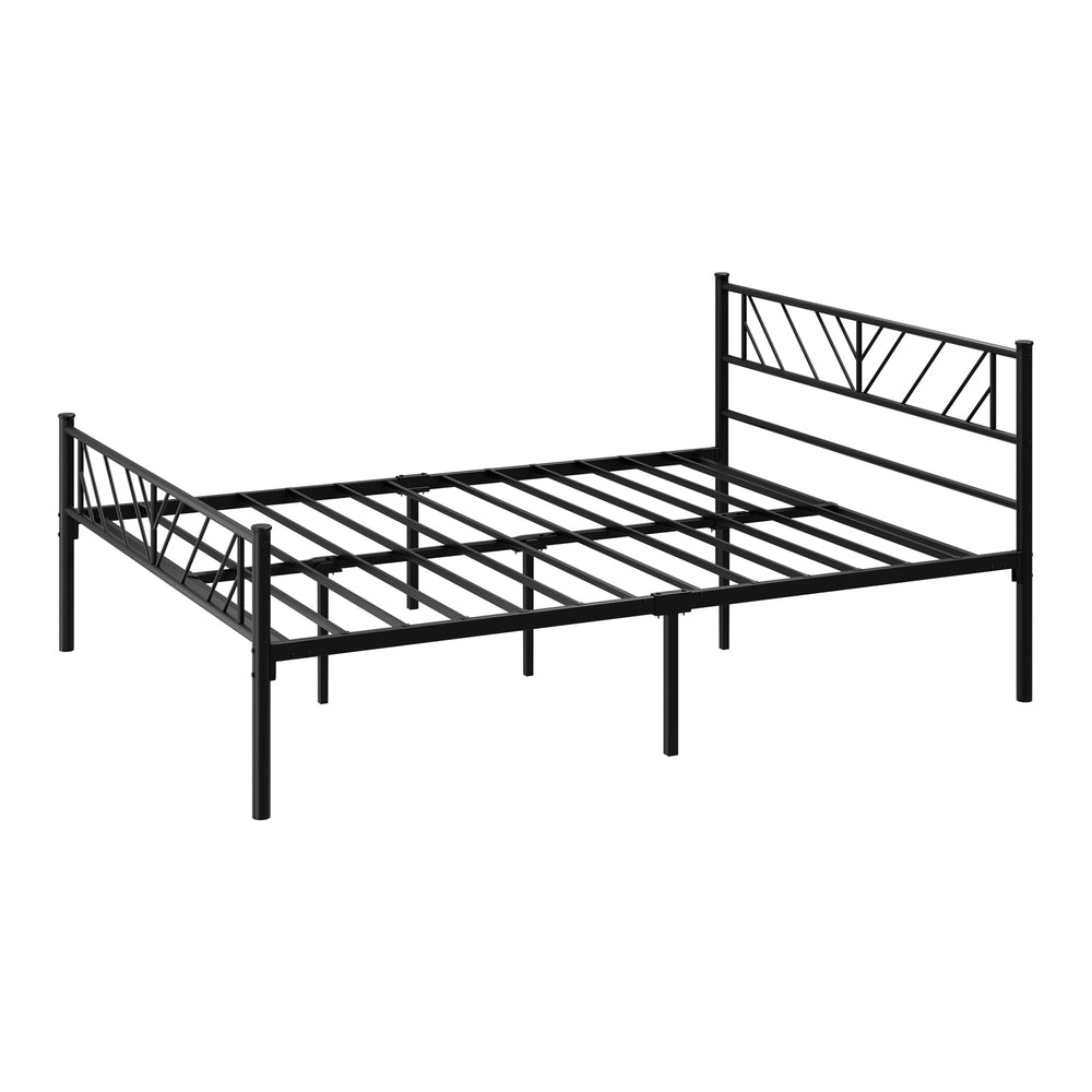 Oikiture Metal Bed Frame Queen Size Bed Base Platform Black SIS-Metal Bed Frame-PEROZ Accessories