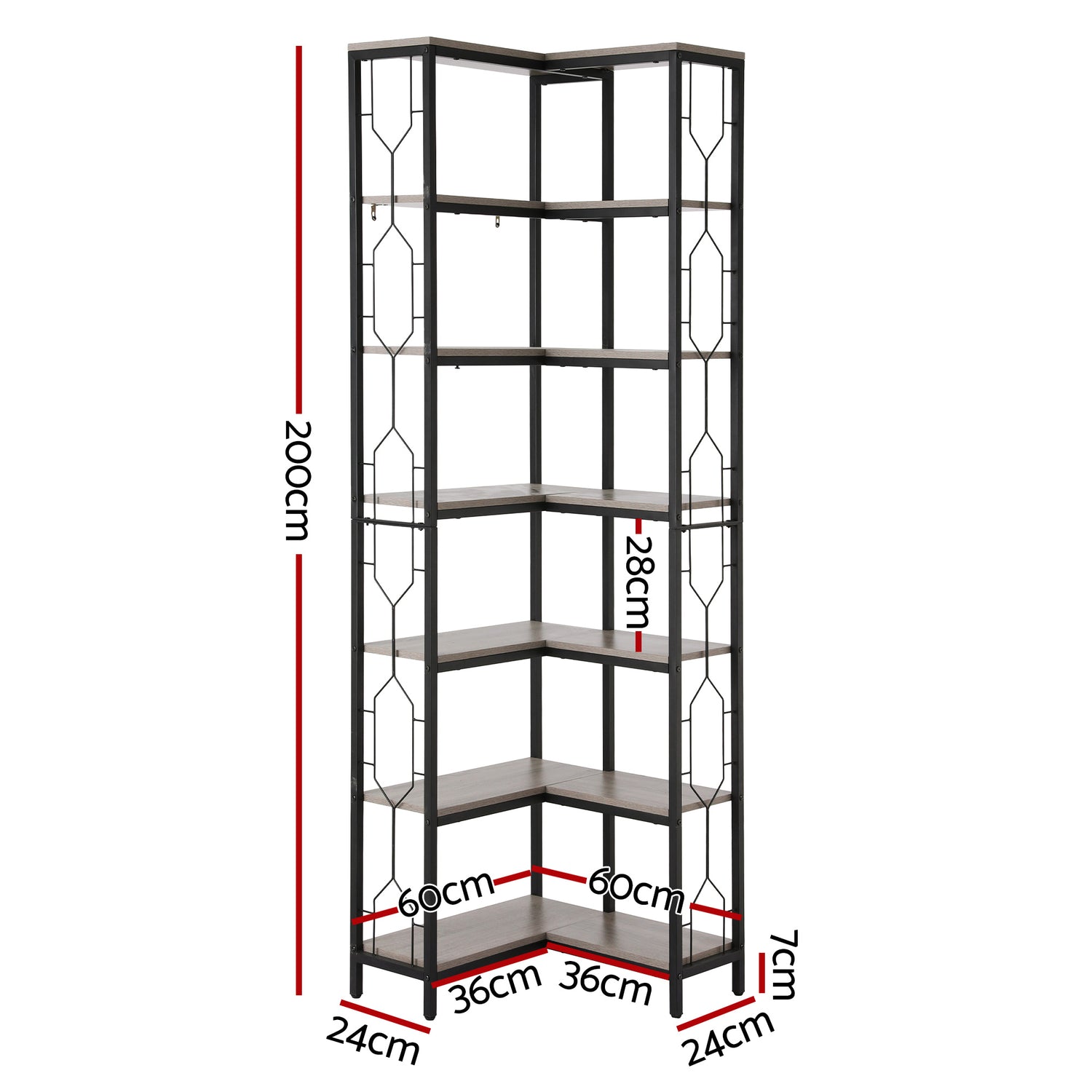 Artiss 6 Tiers Bookshelf Corner Shelf Bookcase Display Shelves Oak-Furniture > Living Room > Bookcases &amp; Shelves-PEROZ Accessories