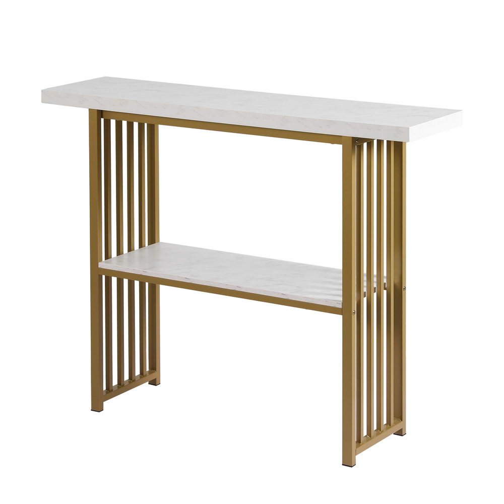 Artiss Console Table Marble Effect White&amp;Gold-Furniture &gt; Living Room &gt; Side Tables-PEROZ Accessories