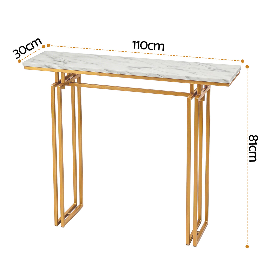 Artiss Console Table Hallway Entryway Table Marble Effect 110CM White &amp; Gold-Furniture > Living Room > Side Tables-PEROZ Accessories
