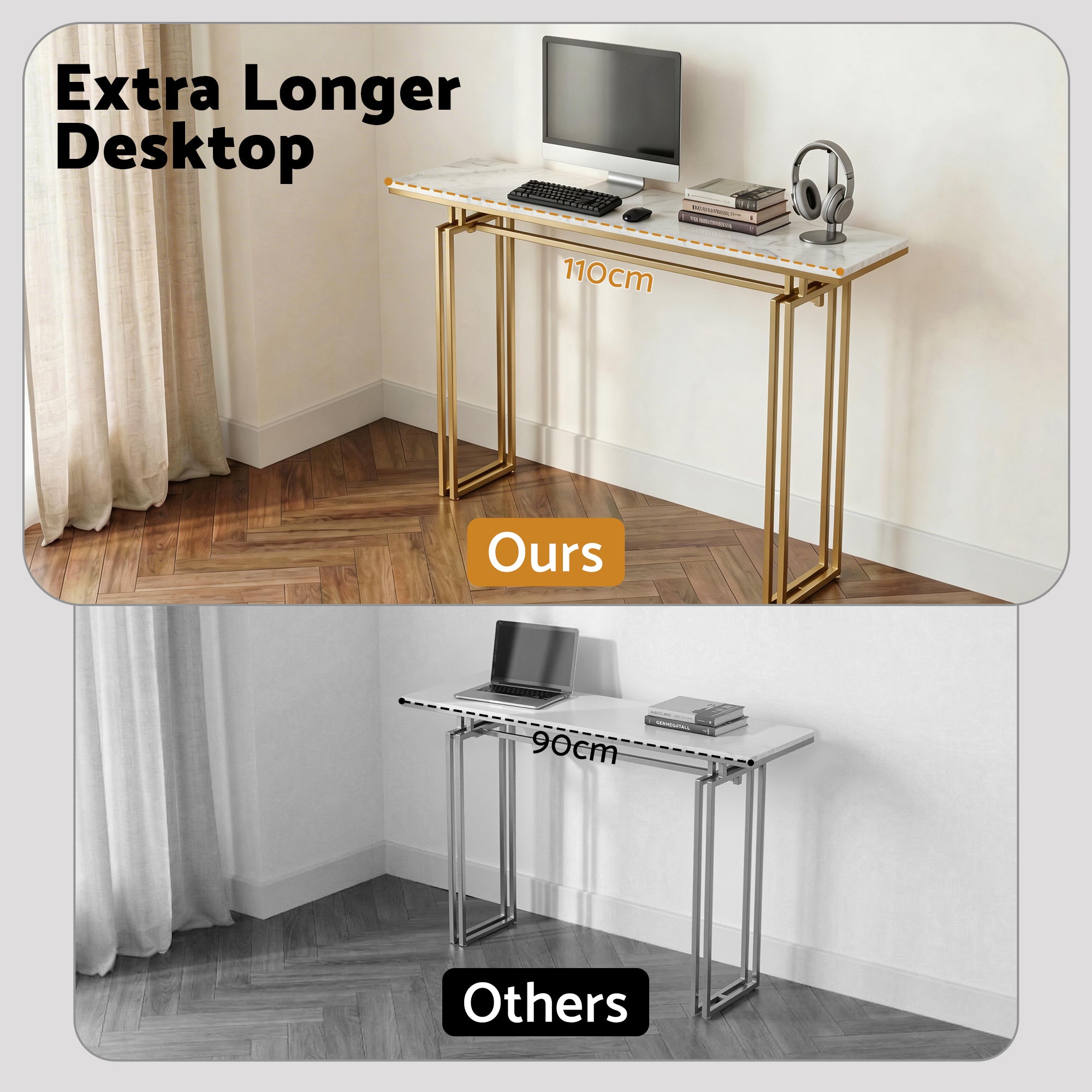 Artiss Console Table Hallway Entryway Table Marble Effect 110CM White &amp; Gold-Furniture > Living Room > Side Tables-PEROZ Accessories