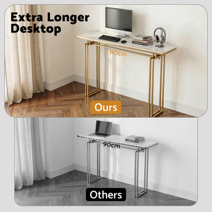 Artiss Console Table Hallway Entryway Table Marble Effect 110CM White &amp; Gold-Furniture > Living Room > Side Tables-PEROZ Accessories