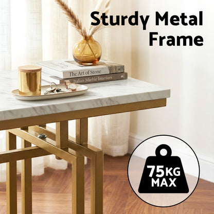 Artiss Console Table Hallway Entryway Table Marble Effect 110CM White &amp; Gold-Furniture > Living Room > Side Tables-PEROZ Accessories