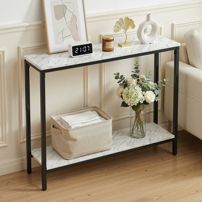 Artiss Console Table Entryway Hallway Display Desk Marble Effect White-Furniture > Living Room > Side Tables-PEROZ Accessories