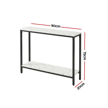 Artiss Console Table Entryway Hallway Display Desk Marble Effect White-Furniture > Living Room > Side Tables-PEROZ Accessories
