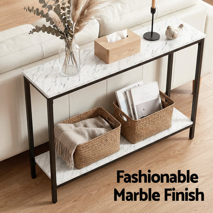 Artiss Console Table Entryway Hallway Display Desk Marble Effect White-Furniture > Living Room > Side Tables-PEROZ Accessories