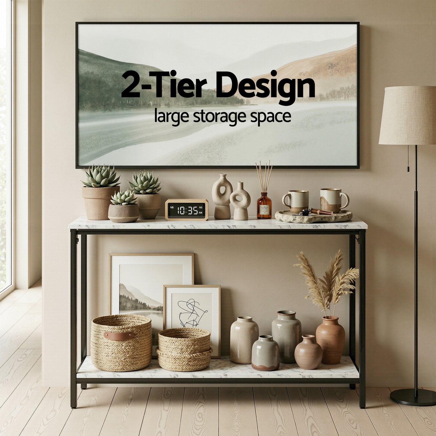 Artiss Console Table Entryway Hallway Display Desk Marble Effect White-Furniture > Living Room > Side Tables-PEROZ Accessories