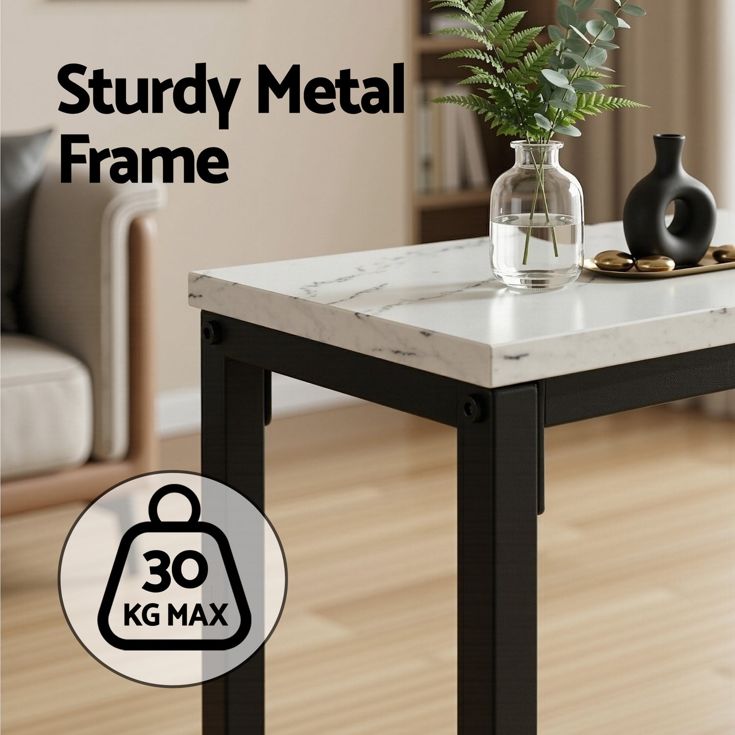 Artiss Console Table Entryway Hallway Display Desk Marble Effect White-Furniture > Living Room > Side Tables-PEROZ Accessories