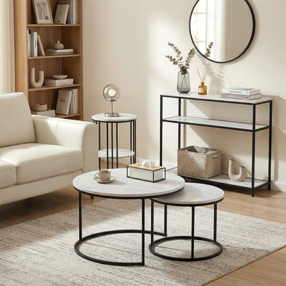 Artiss Console Table Marble Effect 3-Tier Sofa Entryway Side Table 90CM White-Furniture > Living Room > Side Tables-PEROZ Accessories