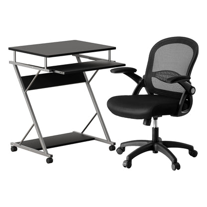 Artiss Computer Desk Mesh Office Chair Set Desks with Keyboard Shelf Try Black-Furniture &gt; Office &gt; Desks-PEROZ Accessories