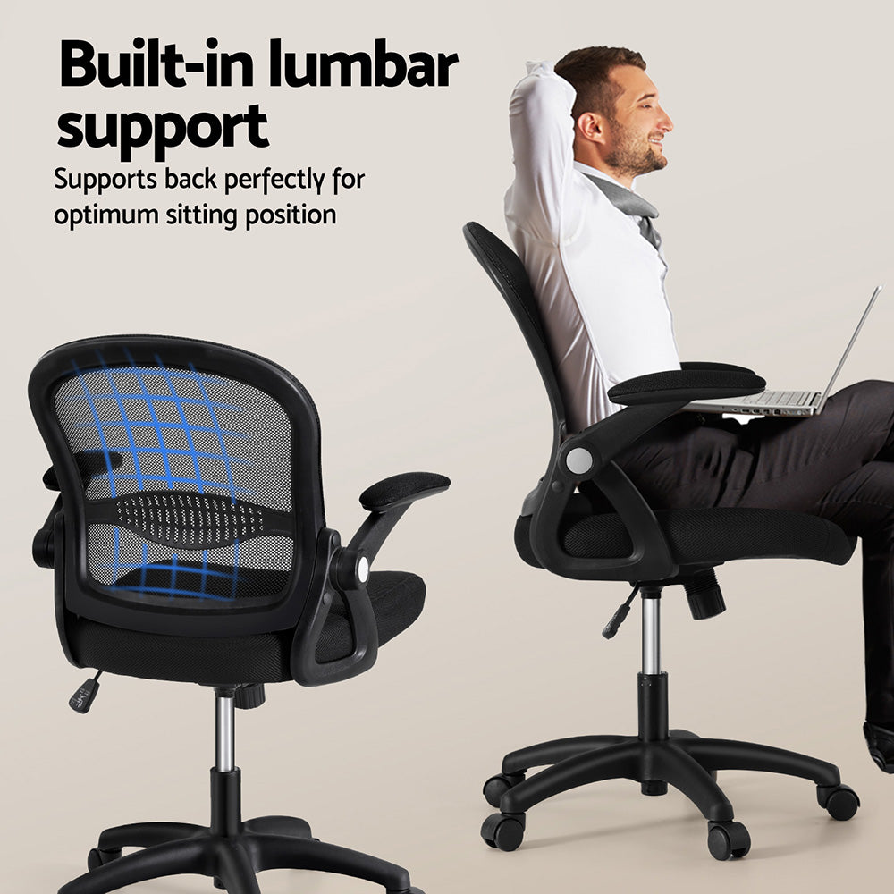 Artiss Computer Desk Mesh Office Chair Set Desks with Keyboard Shelf Try Black-Furniture &gt; Office &gt; Desks-PEROZ Accessories