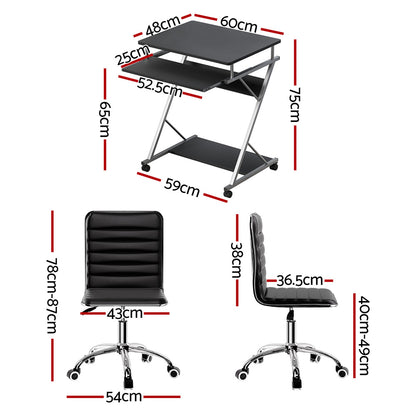 Artiss Computer Desk Office Chair Set Desks with Keyboard Shelf Try Black-Furniture &gt; Office &gt; Desks-PEROZ Accessories