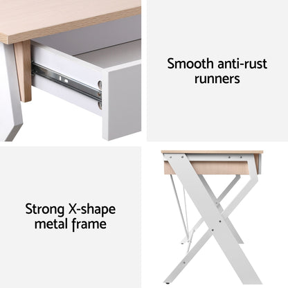 Artiss Computer Desk Drawer Oak 100CM-Furniture &gt; Office-PEROZ Accessories