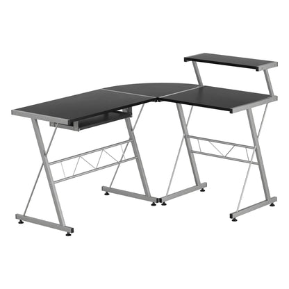 Artiss Computer Desk L-Shape Keyboard Tray Shelf Black-Furniture &gt; Office-PEROZ Accessories