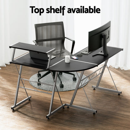 Artiss Computer Desk L-Shape Keyboard Tray Shelf Black-Furniture &gt; Office-PEROZ Accessories