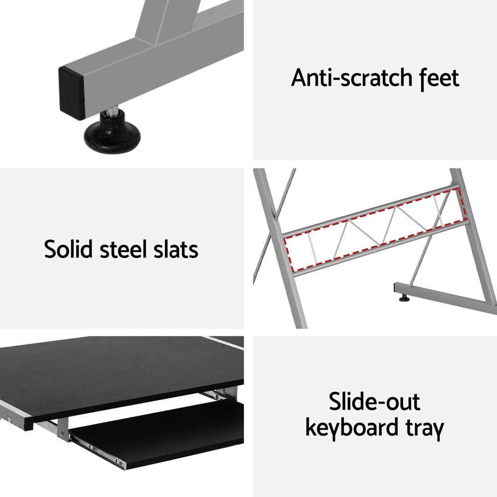 Artiss Computer Desk L-Shape Keyboard Tray Shelf Black-Furniture &gt; Office-PEROZ Accessories