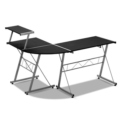 Artiss Computer Desk L-Shape Keyboard Tray Shelf Black-Furniture &gt; Office-PEROZ Accessories