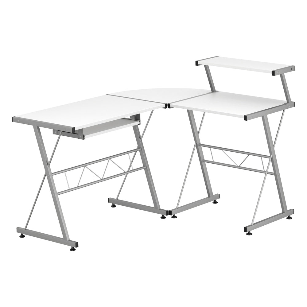 Artiss Computer Desk L-Shape Keyboard Tray Shelf White-Furniture &gt; Office-PEROZ Accessories