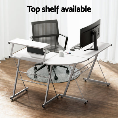 Artiss Computer Desk L-Shape Keyboard Tray Shelf White-Furniture &gt; Office-PEROZ Accessories