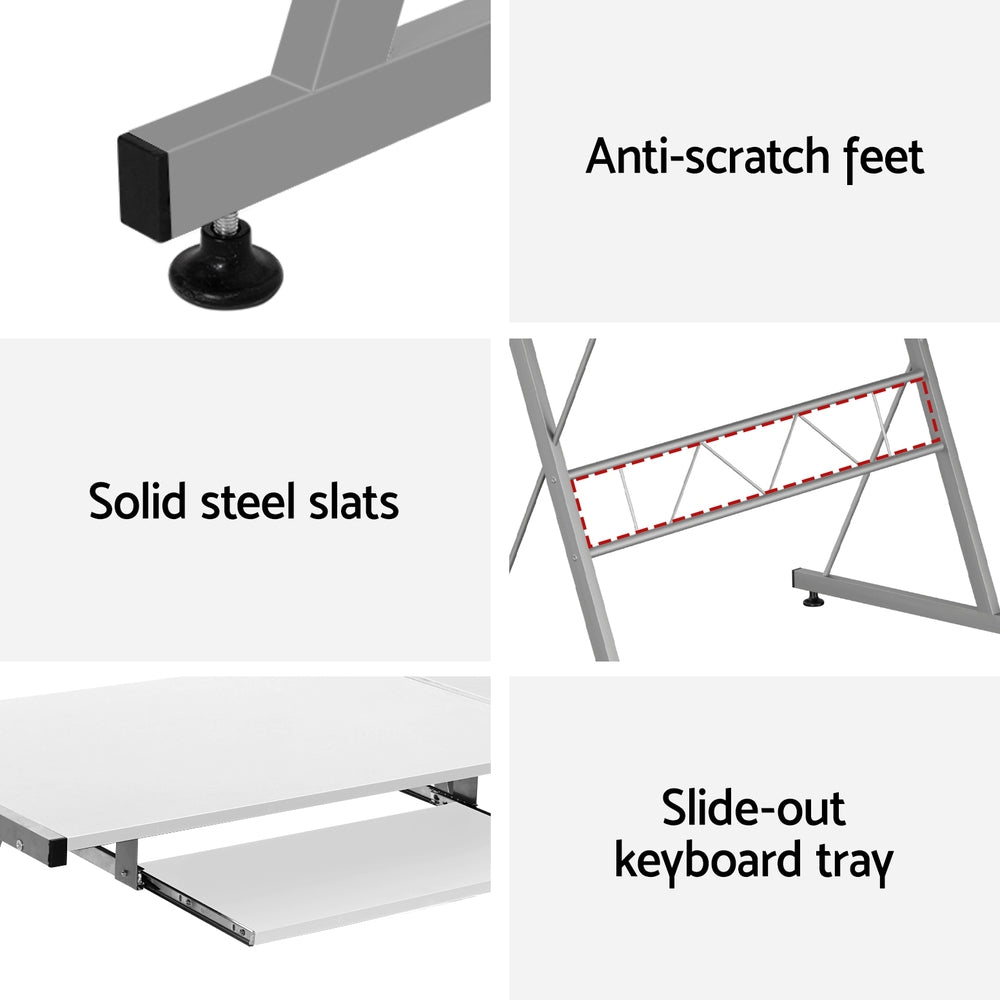 Artiss Computer Desk L-Shape Keyboard Tray Shelf White-Furniture &gt; Office-PEROZ Accessories
