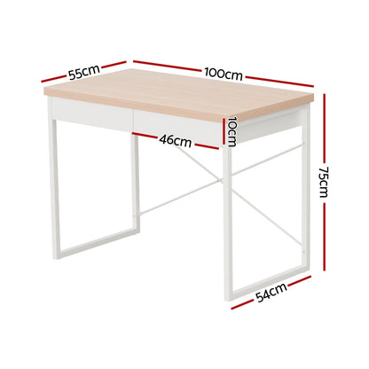 Artiss Computer Desk Drawer Storage Oak 100CM-Furniture &gt; Office-PEROZ Accessories