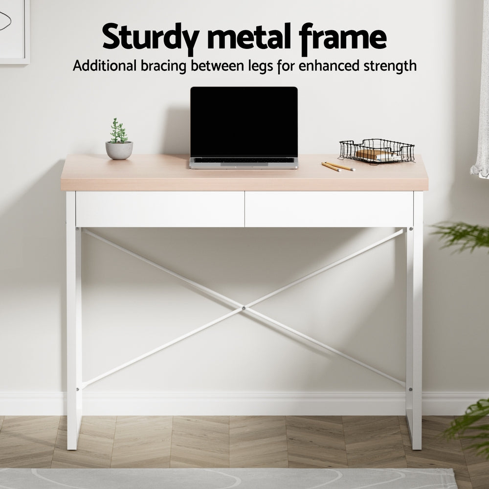 Artiss Computer Desk Drawer Storage Oak 100CM-Furniture &gt; Office-PEROZ Accessories