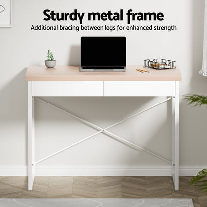 Artiss Computer Desk Drawer Storage Oak 100CM-Furniture &gt; Office-PEROZ Accessories