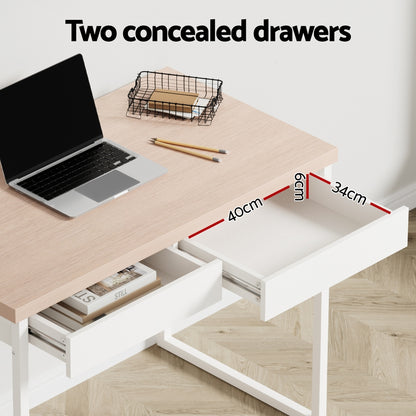 Artiss Computer Desk Drawer Storage Oak 100CM-Furniture &gt; Office-PEROZ Accessories