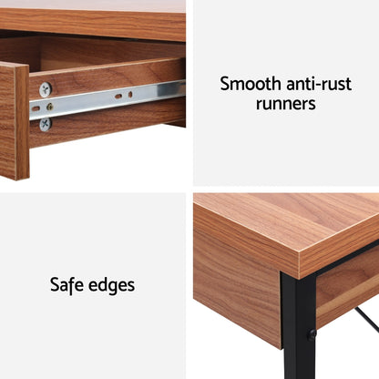 Artiss Computer Desk Drawer Storage Walnut 100CM-Furniture &gt; Office-PEROZ Accessories