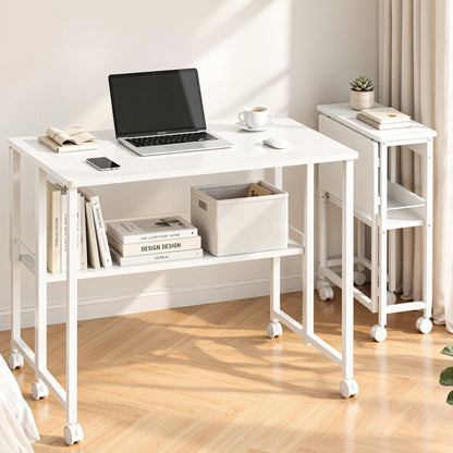 Artiss Foldable Computer Desk Mobile Study Table Workstation White 80cm-Furniture > Office > Desks-PEROZ Accessories