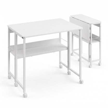Artiss Foldable Computer Desk Mobile Study Table Workstation White 80cm-Furniture > Office > Desks-PEROZ Accessories