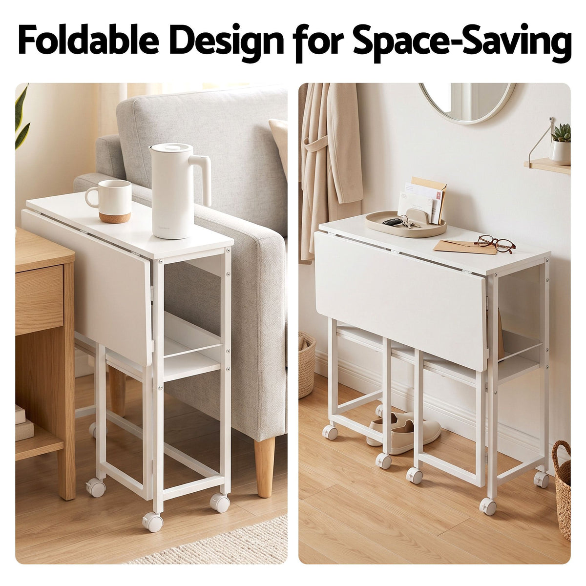 Artiss Foldable Computer Desk Mobile Study Table Workstation White 80cm-Furniture > Office > Desks-PEROZ Accessories