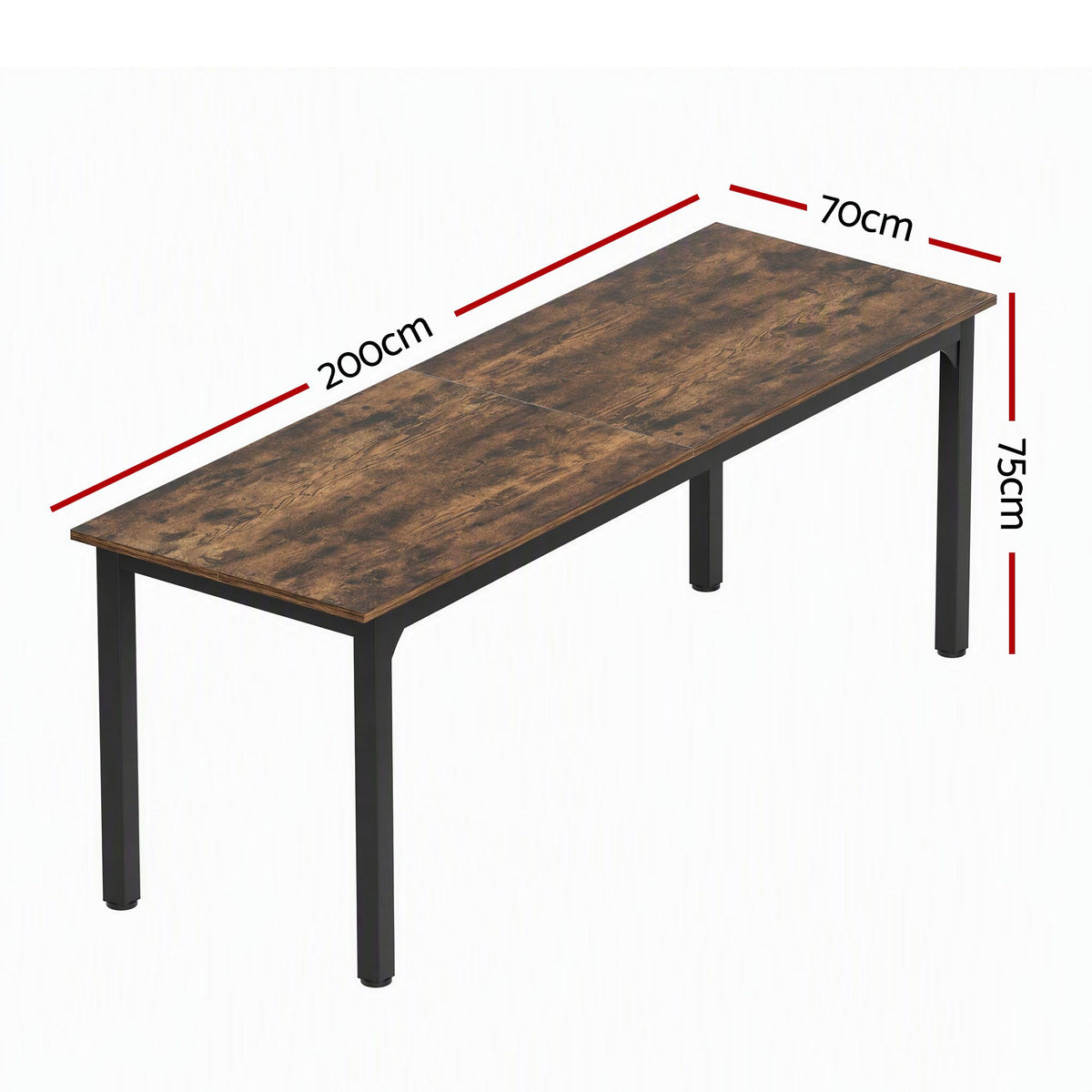 Artiss Computer Desk 2 Person Double Workstation Study Table Rustic Brown 200cm-Furniture > Office > Desks-PEROZ Accessories