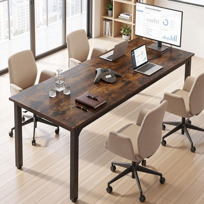 Artiss Computer Desk 2 Person Double Workstation Study Table Rustic Brown 200cm-Furniture > Office > Desks-PEROZ Accessories