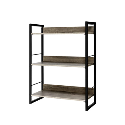 Artiss Bookshelf 3 Tiers - NOE Black and Oak-Bookcases &amp; Shelves-PEROZ Accessories